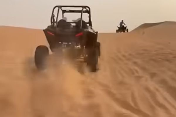 Golden desert sunset during buggy tour